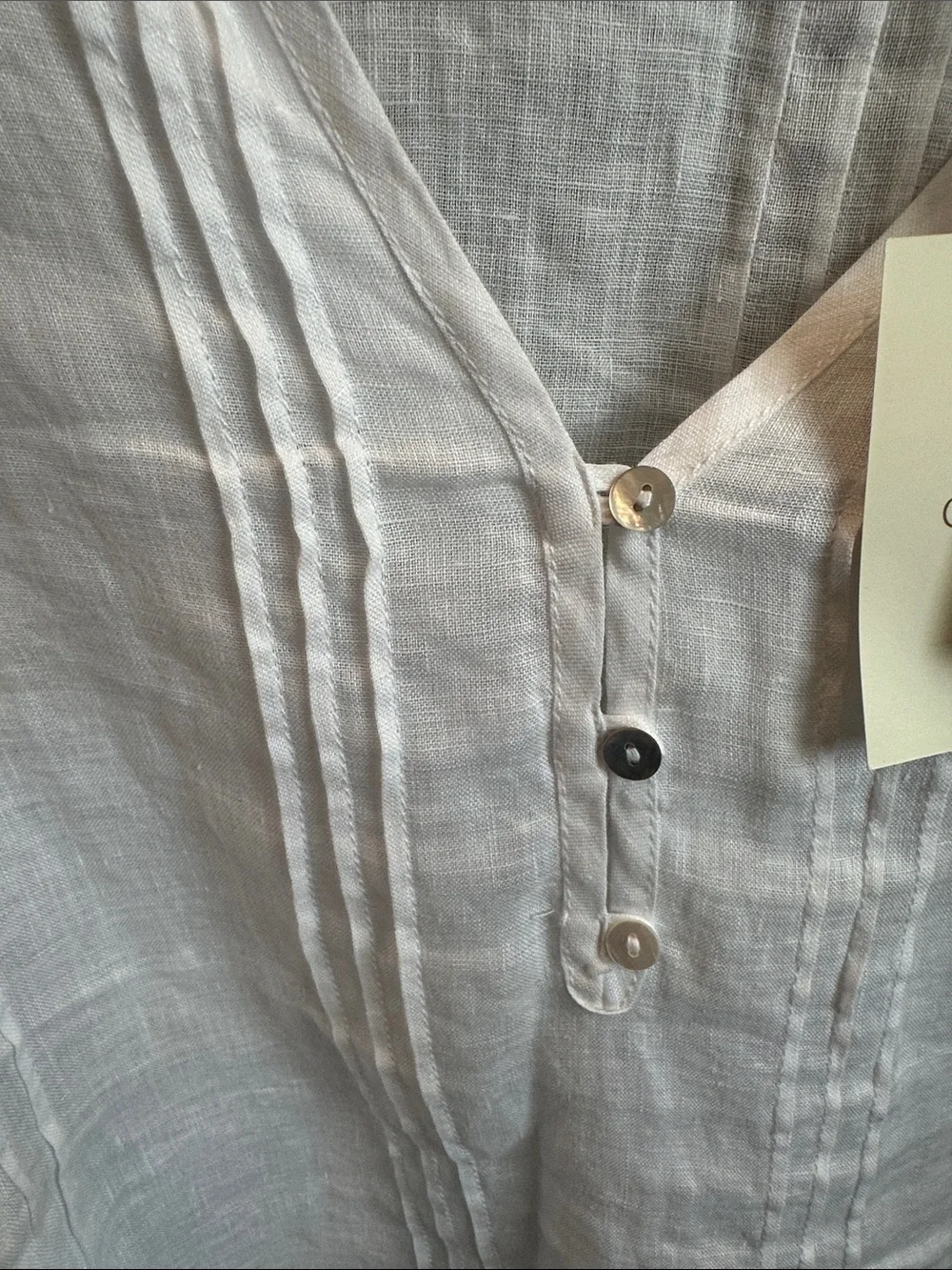 Cynthia Rowley White Linen Pintuck Tunic Shirt - Picture 4 of 5